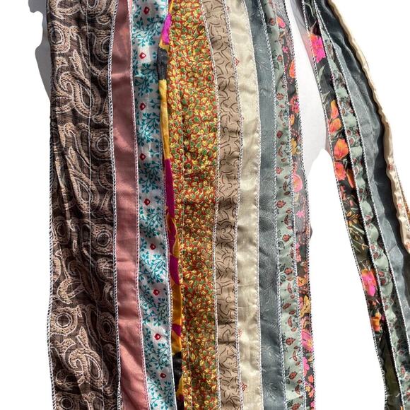 PIERRE MOSAIC Rajastan Silk Blend Multifabric Panel Mixed Print Scarf from India - Picture 12 of 14